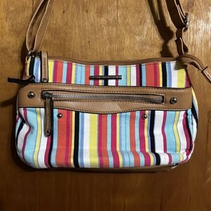 Jaclyn Smith Multicolor Purse stripes Zip Six Pockets
